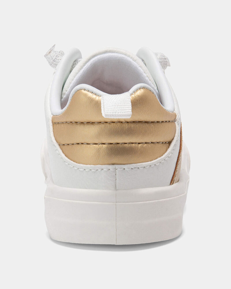 Toddler Girl Casual Sneakers - White/Gold, image 2 of 4 slides
