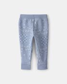 Baby Girl Floral Drawstring Knit Joggers - Blue, image 2 of 4 slides