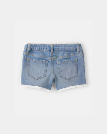 Toddler Girl Eyelet Trim Denim Shorts - Light Wash, 