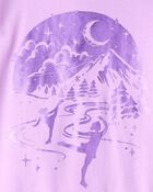 Girls Ice Skates 100% Cotton Snug Fit 4-Piece Pajamas - Purple, image 2 of 4 slides