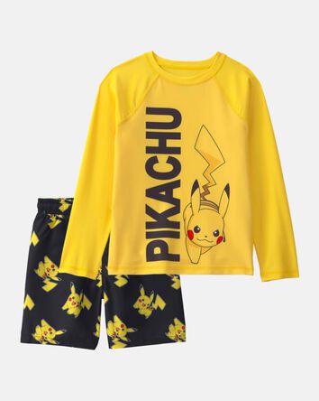 Boys 2-Piece Pok&eacute;mon&trade; Pikachu Rashguard & Swim Trunk Set - Yellow/Black, 