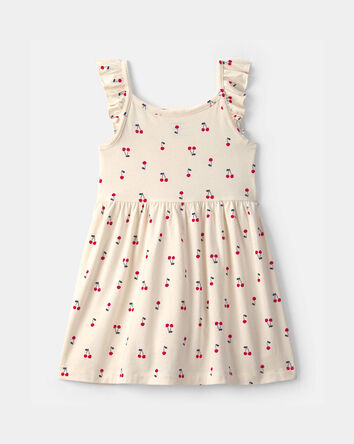 Toddler Girl Cherry Ruffle-Sleeve Dress - Cream, 