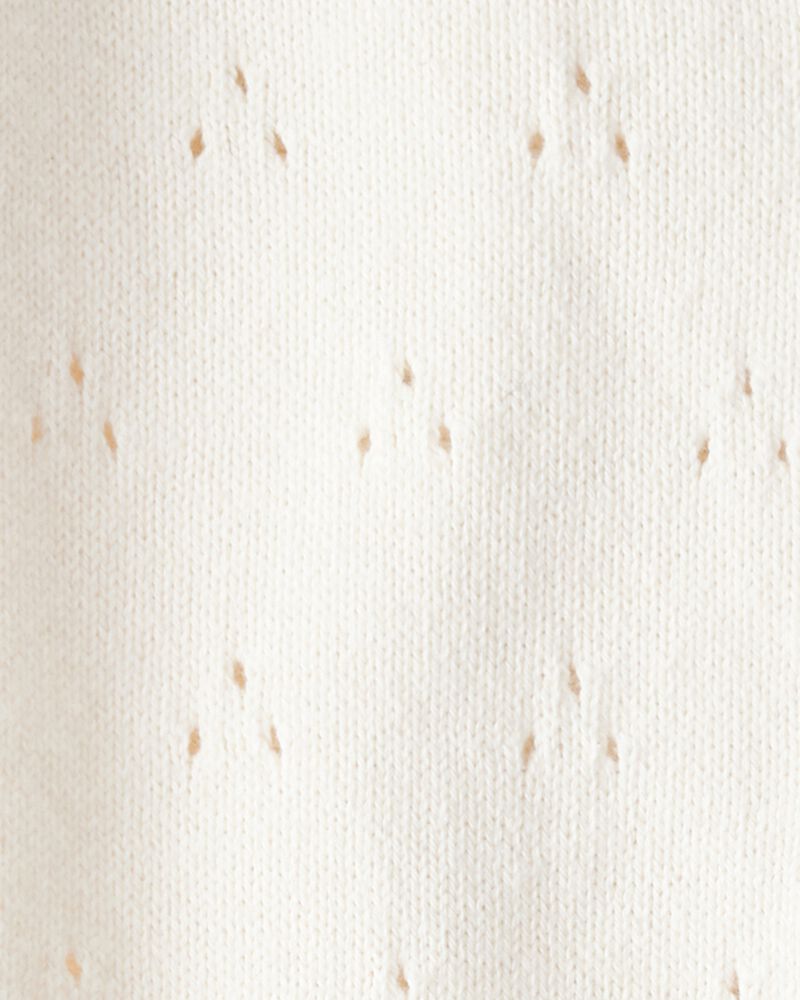 Baby Girl Organic Cotton Sweater Knit Pointelle Jumpsuit, image 3 of 4 slides