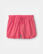 Girls Ruffle-Trim Gingham Shorts - Pink, image 1 of 4 slides