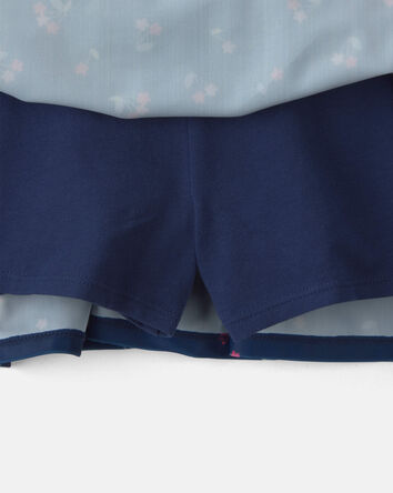 Girls Floral Active Skort - Navy, 