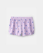 Girls Butterfly Short-Sleeve Loose Fit 2-Piece Pajama Set - Purple, image 2 of 5 slides