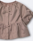 Toddler Girl Puff-Sleeve Peplum Top - Mauve, image 6 of 6 slides