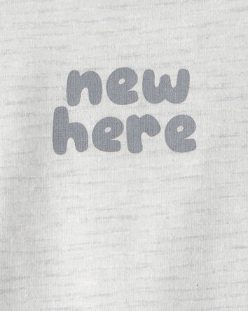 Baby 'New Here' Graphic Bodysuit - Grey, 