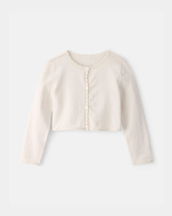 Toddler Girl Pointelle Cardigan Sweater - Cream, 