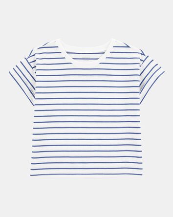 Kid Striped Short-Sleeve Fashion Top - Navy, 