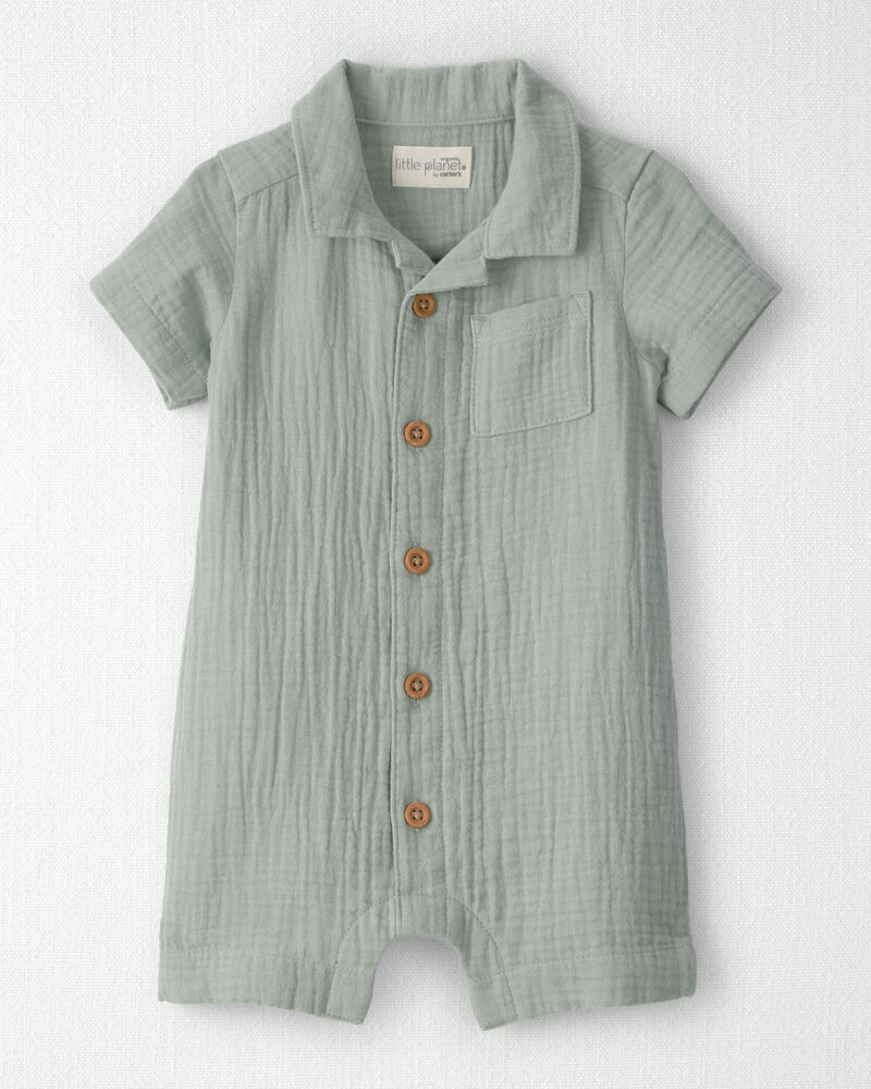 Baby Boy Organic Cotton Gauze Romper, image 1 of 5 slides