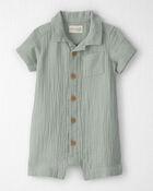 Baby Boy Organic Cotton Gauze Romper, image 1 of 5 slides