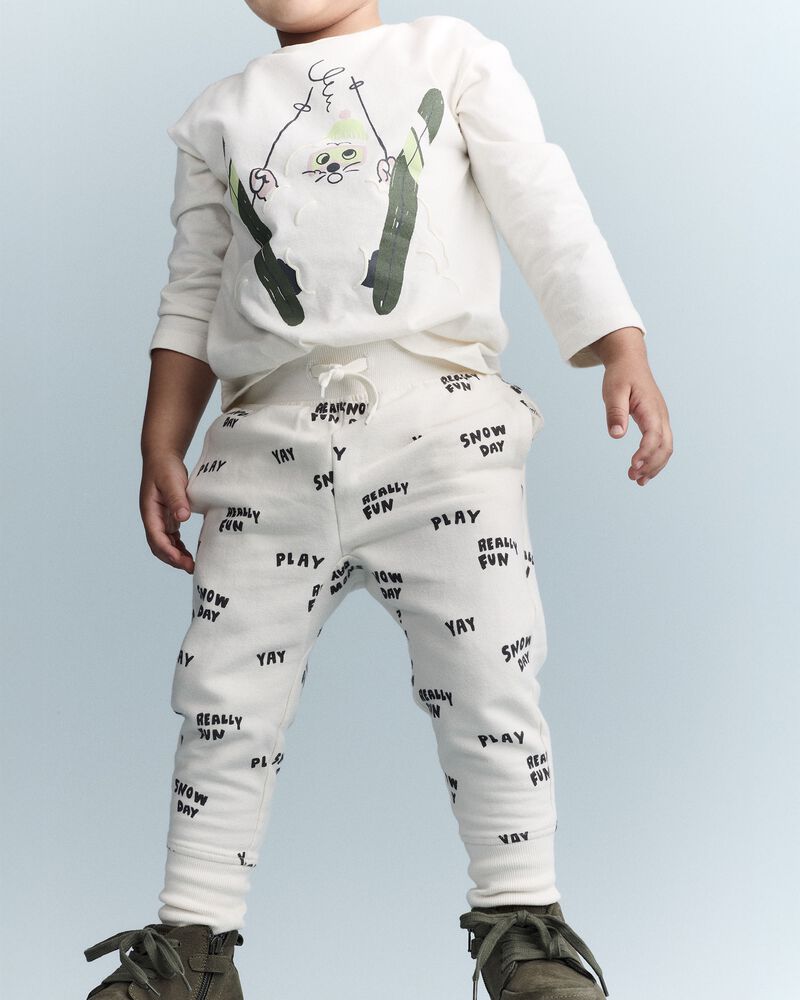 Toddler City Park&trade; Jogger Pant in Snow Day Print - Cream, image 3 of 7 slides