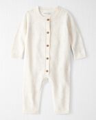 Baby Girl Organic Cotton Sweater Knit Pointelle Jumpsuit, image 1 of 4 slides
