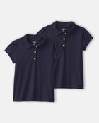 Girls 2-Pack Uniform Active Polo Shirts - Navy, image 1 of 3 slides