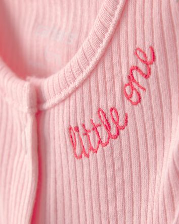 Baby Girl 'Little One' Rib Short-Sleeve Romper - Pink, 