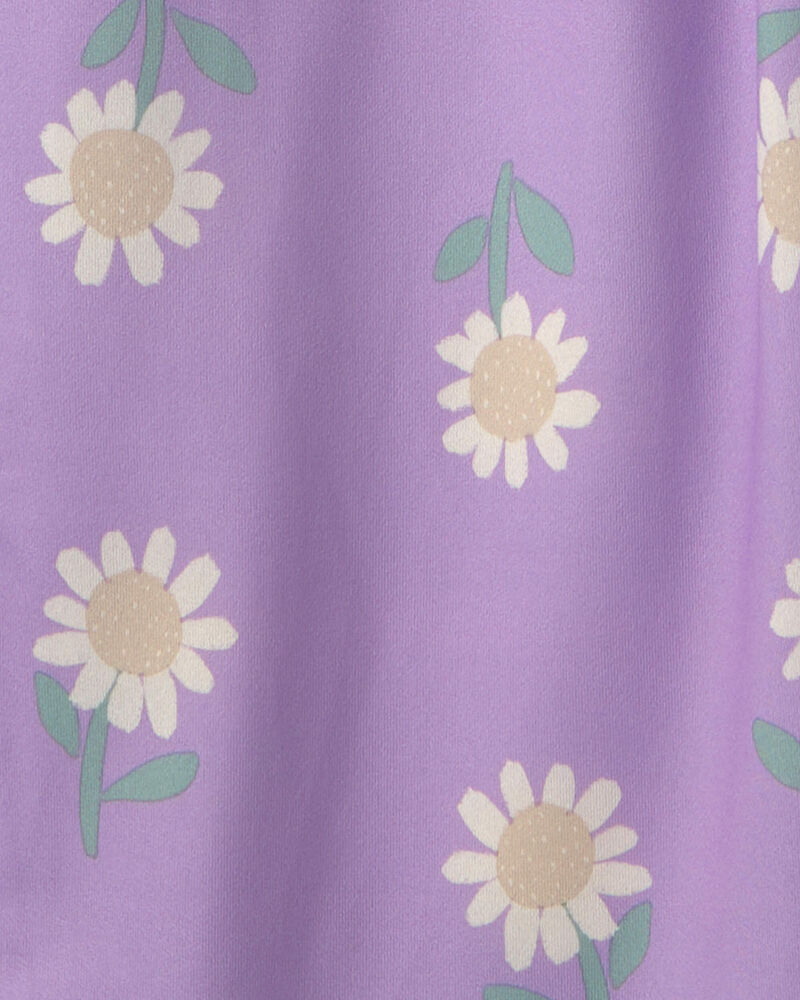 Girls Flower Short-Sleeve 2-Piece Pajama Set - Purple, image 2 of 3 slides