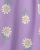 Girls Flower Short-Sleeve 2-Piece Pajama Set - Purple, image 2 of 3 slides