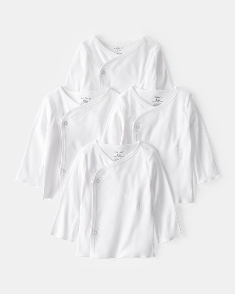 Baby 4-Pack Side-Snap Tees - White, image 1 of 2 slides