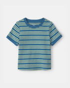 Baby Boy Striped Short-Sleeve T-Shirt - Blue/Green, image 1 of 3 slides