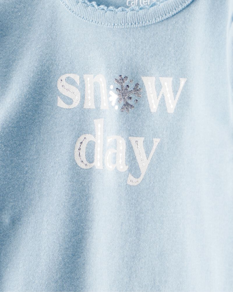 Baby Girl 2-Piece Snow Day Bodysuit & Pant Set - Cream/Blue, image 3 of 5 slides