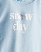 Baby Girl 2-Piece Snow Day Bodysuit & Pant Set - Cream/Blue, image 3 of 5 slides