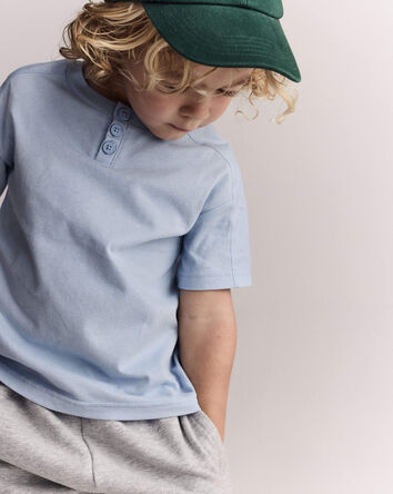 Toddler Boy Henley Tee - Blue, 
