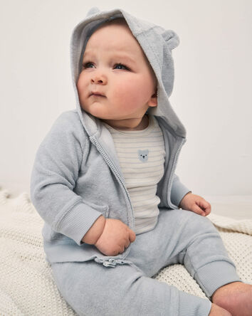 Baby 3-Piece Bear Terry Short-Sleeve Layering Set - Blue, 