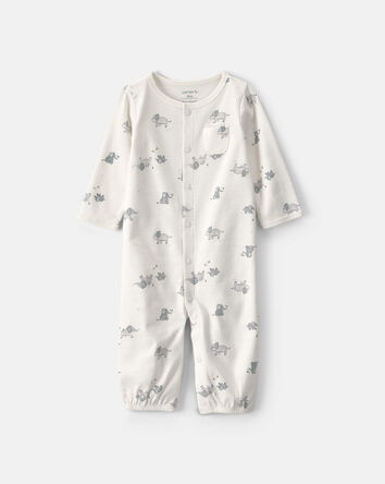Baby Elephant 100% Cotton Converter Gown - Ivory, 
