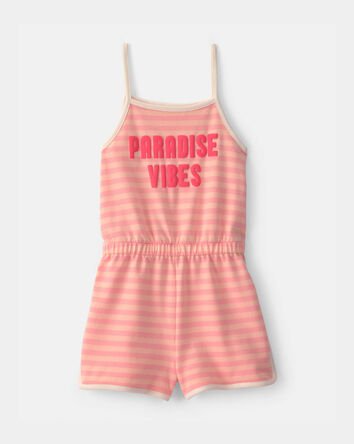 Girls 'Paradise Vibes' French Terry Romper - Coral, 