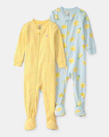 Toddler 2-Pack Lemon Snug Fit 1-Piece Pajama - Yellow/Blue, 