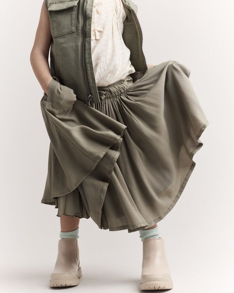 Toddler Girl Avenue Twirl&trade; Midi Skirt - Olive, image 5 of 8 slides