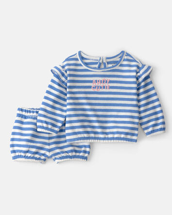 Baby Girl 'Ahoy Cutie' 2-Piece Top & Short Set - Blue, 