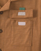 Boys Short-Sleeve Button-Down Shirt - Brown, image 2 of 4 slides