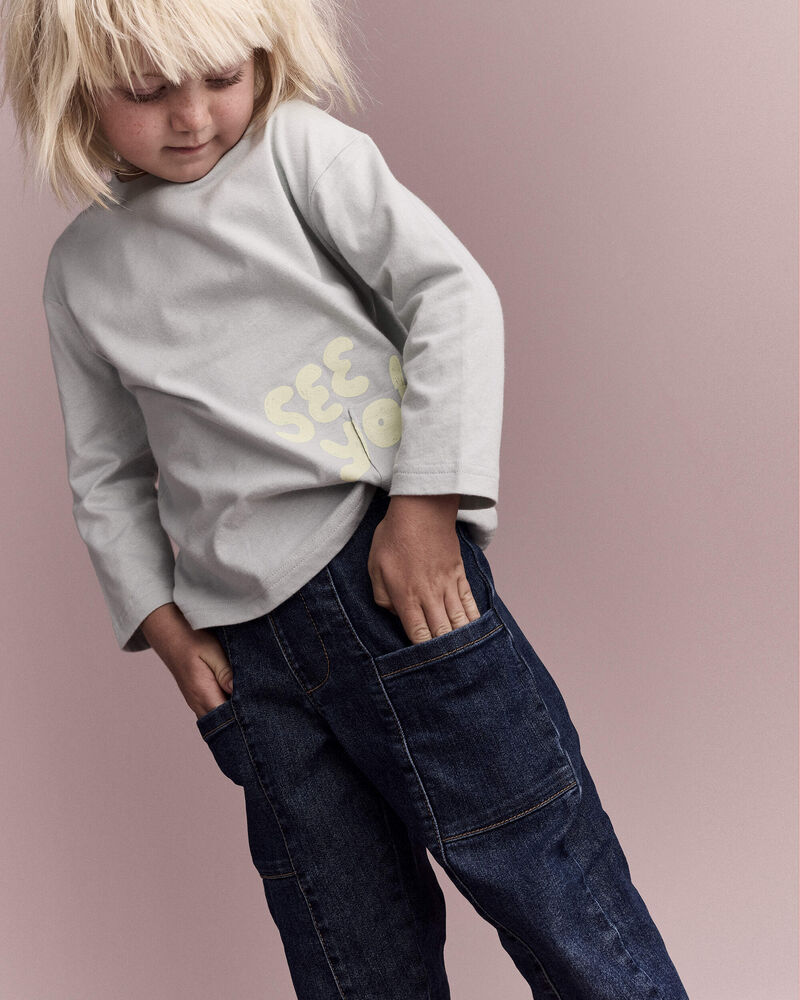 Toddler Pocket Pant in Denim - Blue, image 1 of 7 slides