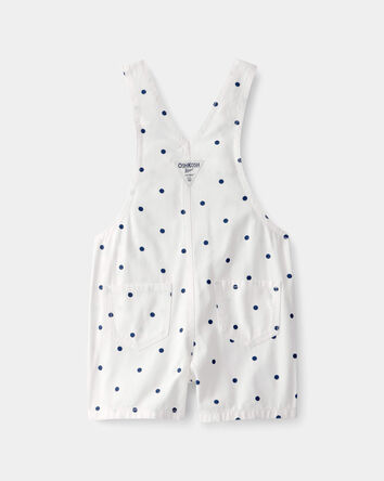 Toddler Girl Polka Dot Shortall - White/Blue, 
