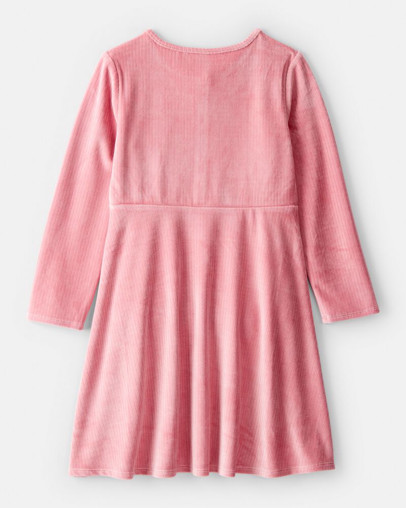 Girls Cozy Rib Dress - Pink, image 2 of 4 slides