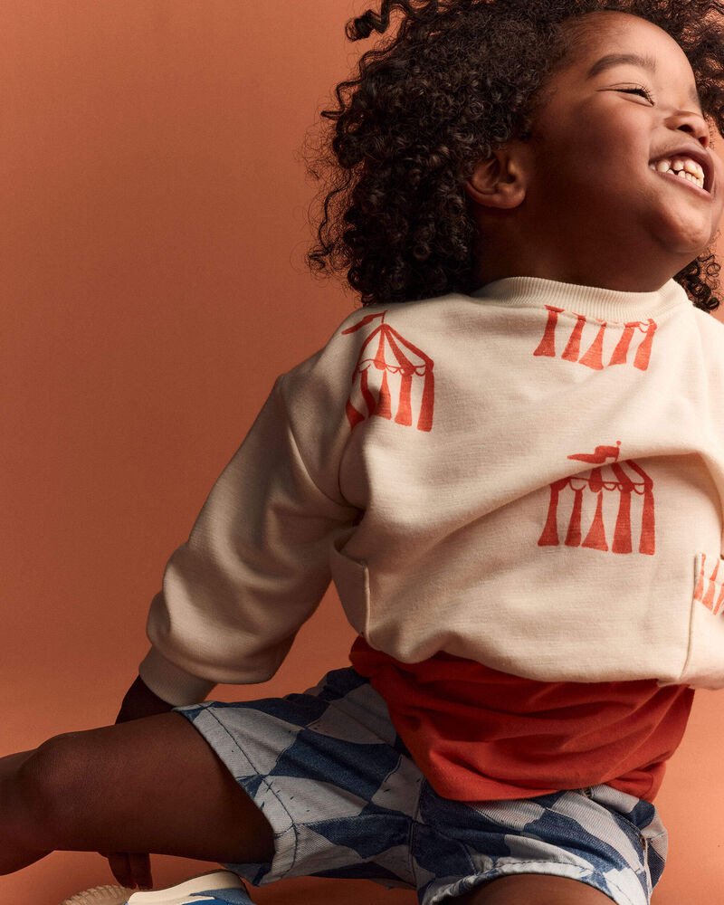 Toddler Otter Sweatshirt&trade; with Pockets in Big Top Print - Cream, image 5 of 6 slides