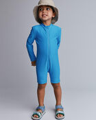 Toddler Boy 'Vitamin Sea' Long-Sleeve 1-Piece Rashguard - Turquoise, image 1 of 7 slides