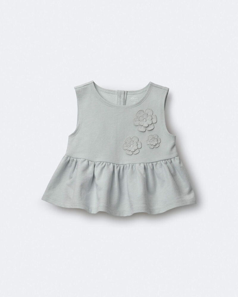 Toddler Girl Peplum Top in Floral Print - Light Blue, image 2 of 6 slides