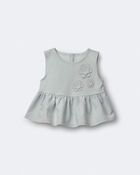 Toddler Girl Peplum Top in Floral Print - Light Blue, image 2 of 6 slides