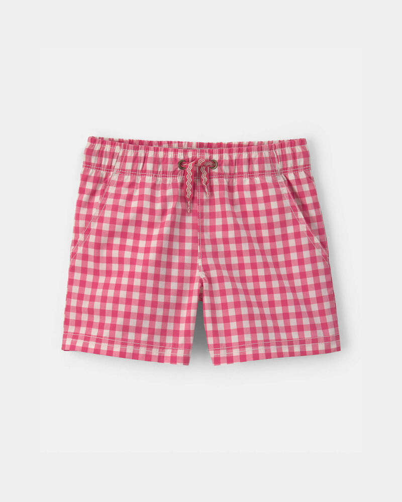 Toddler Boy Gingham Poplin Shorts - Red, image 1 of 4 slides