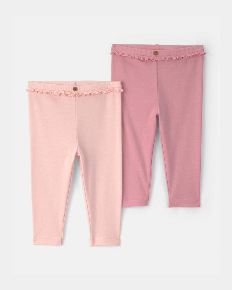 Baby Girl 2-Pack Cotton Pants - Pink, image 1 of 5 slides
