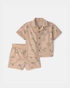 Baby Boy 2-Piece Volcano Beach Top & Short Set - Tan, image 1 of 3 slides