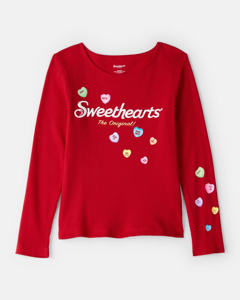 Girls Sweethearts&copy; Candy Long-Sleeve Rib Top - Red, image 1 of 3 slides