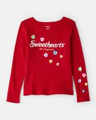 Girls Sweethearts&copy; Candy Long-Sleeve Rib Top - Red, image 1 of 3 slides