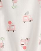 Baby Girl Ice Cream Truck Short-Sleeve Romper - White, image 2 of 3 slides