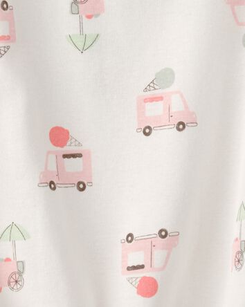 Baby Girl Ice Cream Truck Short-Sleeve Romper - White, 