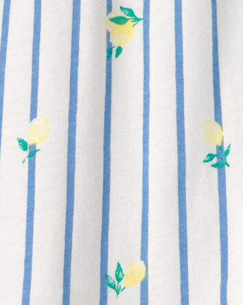 Toddler Girl Flutter-Sleeve Lemon Striped Top - Blue/White, 
