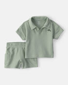 Baby Boy 2-Piece Top & Short Set - Green, image 1 of 6 slides